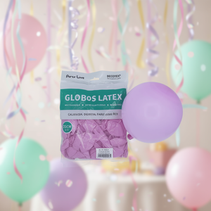 Ballons en latex Party Love 25 cm, fuchsia pastel, ronds, décoratifs, fournitures pour fêtes d'anniversaire - Product Image 2