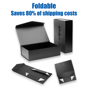 Kotak Kado Lipat Kardus Hitam Mewah dengan Logo Kustom, Kotak Kertas Magnetik Kaku dengan Tutup untuk Usaha Kecil - Product Image 4