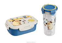 Récipient alimentaire en plastique personnalisé étanche pour enfants diviseur amovible Bento boîte à lunch pour enfants avec bouteille d'eau 650ml