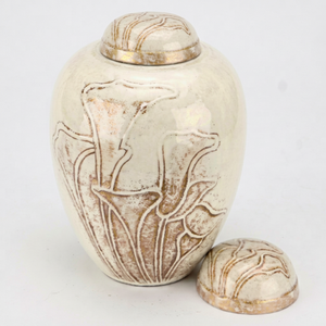 Urne funéraire pour adulte de haute qualité, en laiton fait main, motif Arbre de Vie blanc, urne décorative pour cendres funéraires, urne commémorative pour enterrement. - Product Image 1