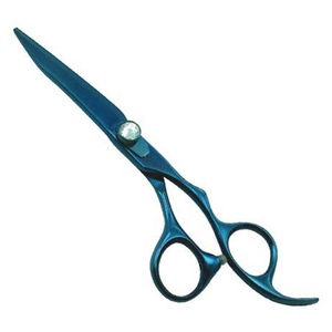 Ciseaux de coupe de cheveux de barbier enduits de titane bleu professionnel Premium en acier inoxydable avec poignée en acier outil de coupe de cheveux de beauté - Product Image 1