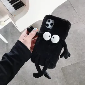 Winter Warm Pluche Telefoon Case Voor Iphone 12 Pro Max Leuke Furry Fluffy Fur Cover Voor Iphone Xs Max Xr X 6 6S 7 8 Plus Gevallen