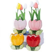 Vase en céramique en forme de tulipe, ornement pour salon, arrangement floral, décoration florale de table, porte-pinceaux de maquillage, présentoir de fleurs fraîches