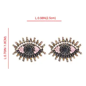 wholesale korean beads beaded black d-evil eye earrings studs jewelry for women supplier