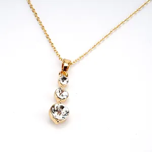 China Supplier Fashion Rhinestone Pendant,18k Gold Filled Water Drop Shape Pendant Necklace