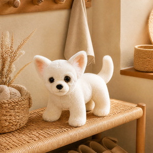 Juguete de Peluche de Cachorro Blanco Realista, Suave, Personalizado OEM, Regalo para Amantes de Mascotas, Niños, Cumpleaños, Colección, Venta al Por Mayor de Fábrica - Product Image 3