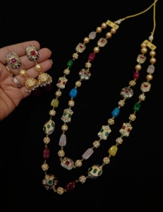 Collar elegante con cuentas de cristal, acabado plateado, conjunto de joyería nupcial para compromiso de boda, fiestas festivas, regalos - Product Image 2