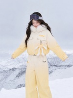 Combinaison de ski dégradé jaune-blanc pour femmes adultes, modèle 2026, extérieur, super stylée, coupe-vent, imperméable, 100 % polyester, neige