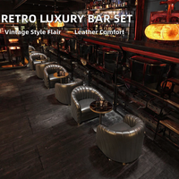 Ensemble de mobilier de bar en gros : Canapé et table de bistrot en cuir, fauteuil de bar, table et chaise de boîte de nuit