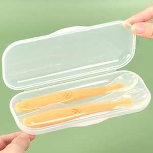 Boîte de transport pour ustensiles de pique-nique SUNSHING, porte-couverts en silicone pour bébé, conteneur à couverts en plastique épais, étui de voyage pour cuillère et fourchette - Product Image 3