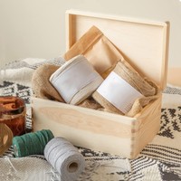 Grande boîte de rangement en bois Creative Deco avec couvercle à charnière Boîte cadeau unie non peinte