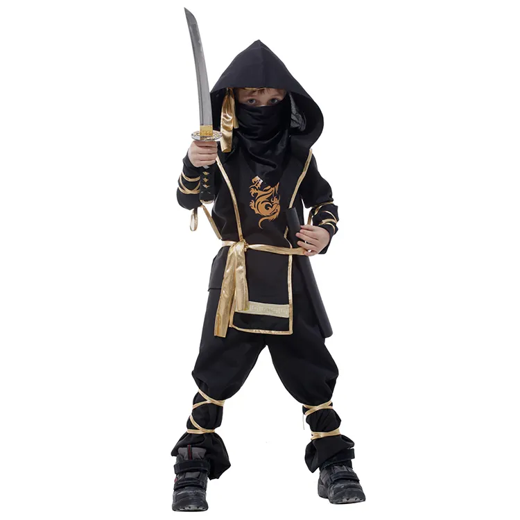 Jungen Hooded Dragon Ninja Kostüm Halloween Cosplay Schwarz Maskierte Ninja Halloween <span class=keywords><strong>Kostüme</strong></span>