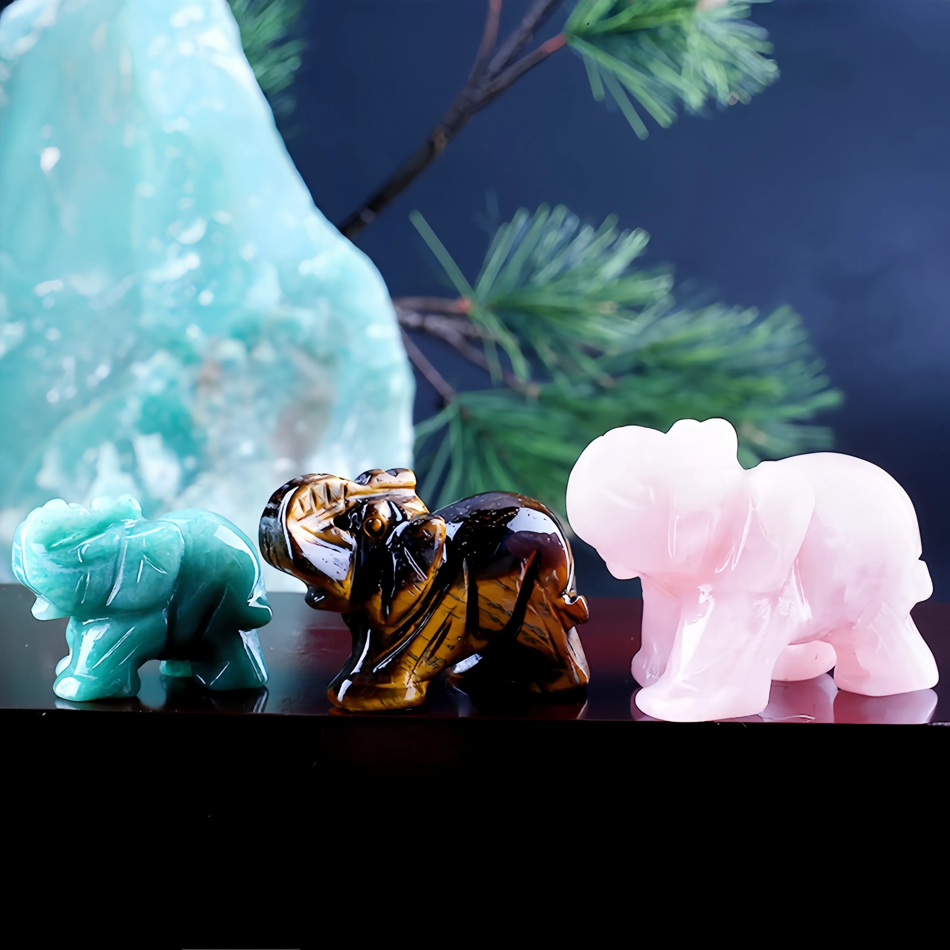 Wholesale Natural Crystal Statue 2 Inch Handmade Crafts Stone Elephant Crystal Figurines Crystal Carving for Healing