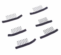 Promotion : Peignes à perruque en métal noir et acier inoxydable à 7 ou 6 dents pour la fabrication de perruques et d'extensions de cheveux en queue de cheval