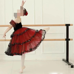 Tutú Romántico de Ballet Profesional, Falda Larga Negra y Roja, Vestido de Ballet Español para Adultos y Niños - Product Image 3