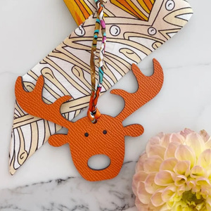 Cross-border Halloween PU leather <b>bag</b> <b>charms</b>, Christmas reindeer keychains, festive decorations - Product Image 2