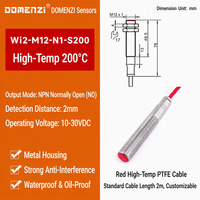 Domenzi 200 ℃   Capteur de proximité inductif M12 haute température, résistant à la chaleur, 2 mm, NPN NO, 10 à 30 Volts CC, type cylindrique encastré