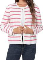 Cardigan en tricot rayé pour femme, doublé en viscose et laine, à manches longues, boutons, col rond et style doux – Collection Automne 2027