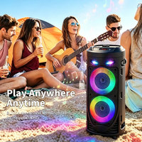 Haut-parleur audio stéréo karaoké tendance St4239 avec double woofer de 4 pouces, lumières LED, Bluetooth 5.4 et liaison TWS pour fêtes en extérieur et à domicile