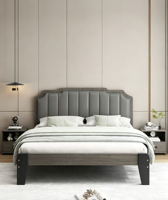 Ensemble de meubles de chambre à coucher d'hôtel de luxe au design moderne et confortable, cadre de lit en bois brillant, taille king ou queen