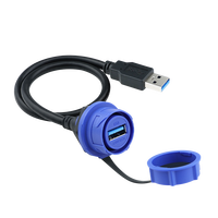 Kabel USB3.0 Lshitech 10Gbps Transmisi Kecepatan Tinggi M21mm Sirkular Tahan Air Female ke Male 1.5-4m, Tahan Air Industrial IP68