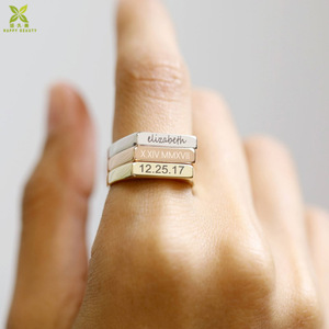 <span class=keywords><strong>Anelli</strong></span> Personalizzati con Nome per Membri della Famiglia, Impilabili e Personalizzabili - Product Image 3