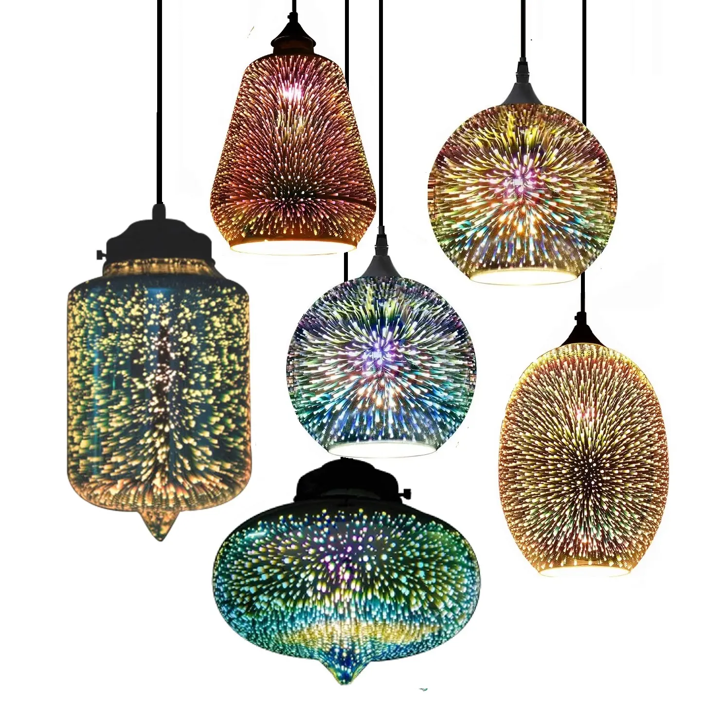 Moderne Glas Kronleuchter 3D Bunte Nordic Starry Sky Decke Licht Hängen Glas Schatten Anhänger Lampe Lichter