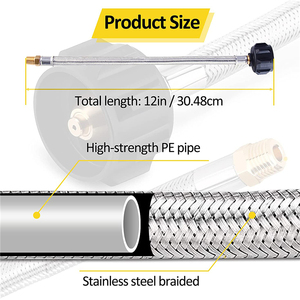 Lot de 2 flexibles de <span class=keywords><strong>propane</strong></span> RV 1/4 NPT de 12 pouces, en acier inoxydable tressé haute résistance, avec connecteur en PVC lisse pour réservoir, standard à deux étages - Product Image 3