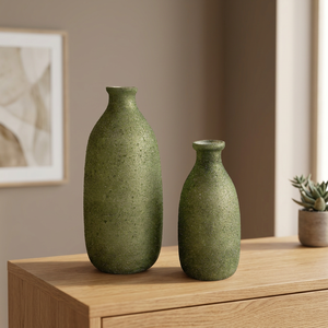 Jarrón de Cerámica Verde Brillante Moderno para Interiores, Macetero de Mesa con Acabado Mate en Forma de Botella, Decoración para el Hogar - Product Image 2