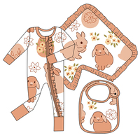 Pyjama en tissu smocké à imprimé animal Kerui, combinaison pour bébé, couverture, ensemble de vêtements de nuit 3 pièces