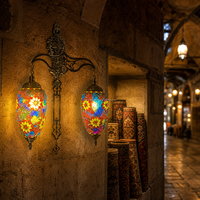 Lampe murale à double globe en verre mosaïque marocaine turque faite à la main à Marrakech