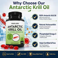Capsules molles d'huile de krill antarctique OEM - Prix compétitif - Astaxanthine Halal - Soutien articulaire - Huile de poisson -3 EPA DHA - Gélules de krill