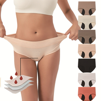 Culotte menstruelle pour femme, taille mi-haute, 3 couches, anti-fuite, absorbante, en pur coton respirant, tricotée unie