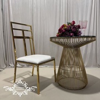 Table ronde de mariage en acier inoxydable doré, table à gâteau, mobilier de table avec plateau en verre noir, mobilier d'hôtel
