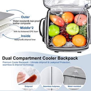 Portable Leather <b>Meal</b> <b>Prep</b> Backpack Waterproof Insulated Cooler <b>Bag</b> Backpack Large Backpack With Lunch Compartment - Product Image 4