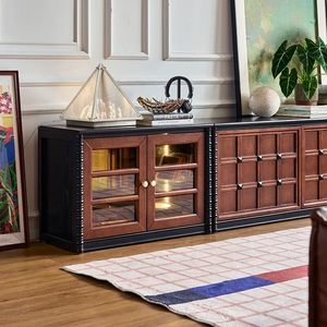 Mueble de TV Modular Plegable de Madera Sólida, Estilo Moderno de Mediados de Siglo, Personalizable, Centro de Entretenimiento, Decoración para Sala de Estar - Product Image 4