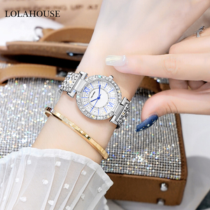 Reloj <span class=keywords><strong>de</strong></span> Cuarzo Elegante para Mujer <span class=keywords><strong>LOLA</strong></span> HOUSE 2022, Diseño con Diamantes Completos, Correa <span class=keywords><strong>de</strong></span> Acero Inoxidable Sólido - Product Image 3