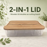 Boîte à collation avec planche à découper 2-en-1, couvercle en bois, conteneur de stockage alimentaire portable pour les déplacements, cuisine nomade