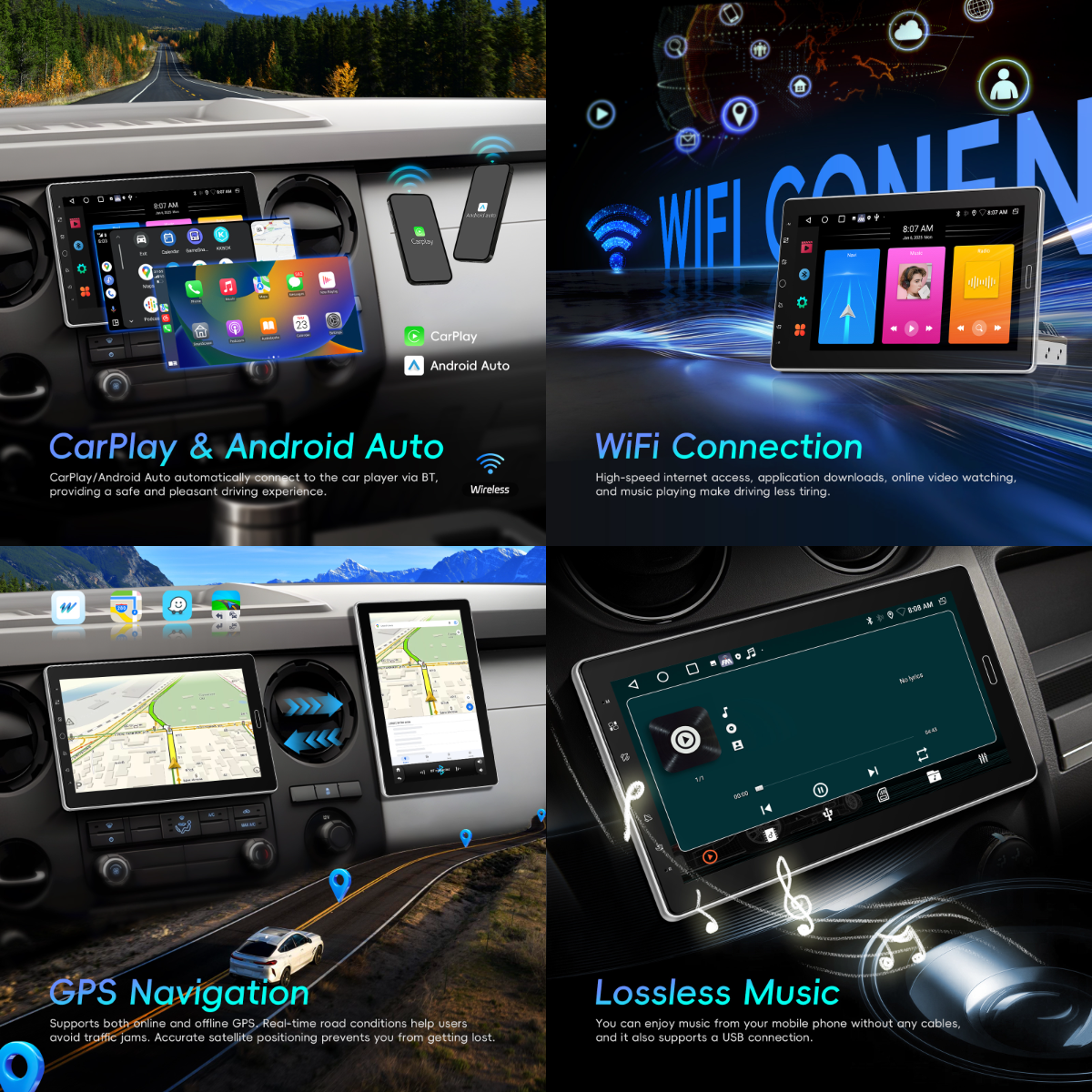 Autoradio Android 15 4+64GB Avec Carplay Sans Fil Pour Renault Master 2021 - Écran 9 Pouces In-Cell, GPS, Bluetooth, Wi-Fi + Caméra De Recul