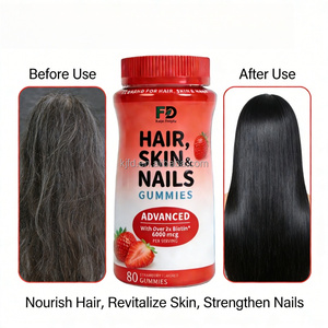 Gomitas <span class=keywords><strong>para</strong></span> Cabello, Piel y Uñas, Sabor Fresa, 6000 Mcg de Biotina, 80 Unidades, Fórmula Avanzada <span class=keywords><strong>para</strong></span> un Cabello, Piel y Uñas Saludables - Product Image 1