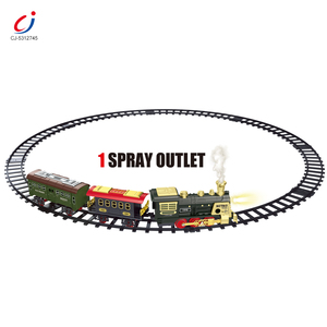 <span class=keywords><strong>Train</strong></span> électrique rétro classique à vapeur <span class=keywords><strong>pour</strong></span> enfants Chengji, jouet éducatif avec rails en plastique, fonctionnant sur piles, avec lumières, sons et pulvérisation - Product Image 1