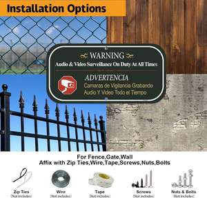 Advertencia-Audio y video <span class=keywords><strong>de</strong></span> servicio en todo momento Bilingüe Prohibido el paso Cámara <span class=keywords><strong>DE</strong></span> SEGURIDAD Advertencia Señal <span class=keywords><strong>DE</strong></span> SEGURIDAD Metal Exterior Verde - Product Image 2