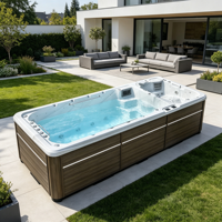 VIRLUX Spa de Natación al Aire Libre con Carcasa de Acrílico Aristech, 55 Chorros de Hidromasaje, Sistema de Piscina Spa, Garantía de 5 Años para el Bienestar Familiar