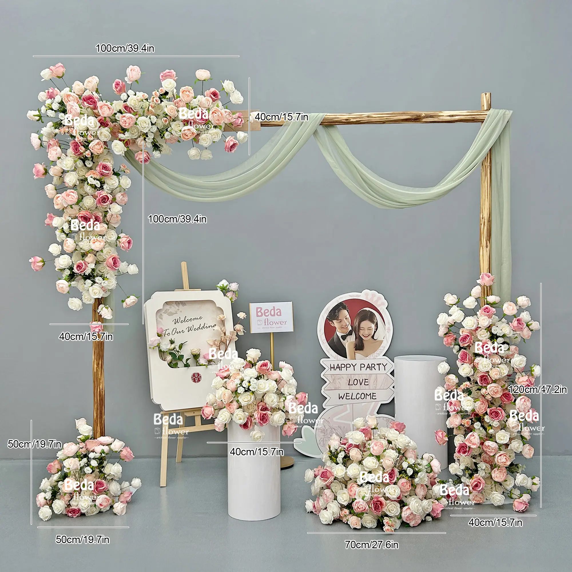 Beda usine en vrac en gros vraies fleurs tactiles personnalisables roses artificielles chemin de table pièce maîtresse mariage décoratif
