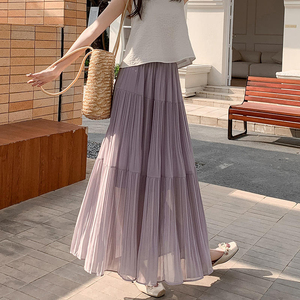 <span class=keywords><strong>Falda</strong></span> Larga de Gasa Plisada para Mujer, Estilo Fotorealista, Diseño Acampanado, Efecto Adelgazante, Colección Verano 2026 - Product Image 5