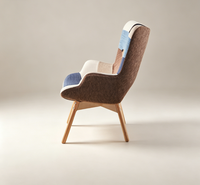 Fauteuil à dossier haut multicolore en patchwork avec ottoman, revêtement en tissu, fauteuil inclinable d'appoint au design moderne pour la maison, le bureau ou l'hôtel