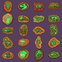 20 autocollants fosforescents de dinosaures, squelettes d'animaux préhistoriques, ammonites rétro, amusants, imperméables, lumineux et décoratifs