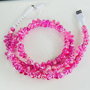 كابل شحن سريع <span class=keywords><strong>2</strong></span> في 1 بتصميم عيد الفصح مع فيونكة حمراء وخرز، مناسب لمنفذ Type-C، سلك بيانات عصري للهواتف - Product Image 4