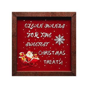 Christmas decorative painting, Santa Claus, wooden <b>framed</b> ornament, festive scene, English home wall hanging. - Product Image 5