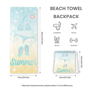 2 in 1 <b>Beach</b> <b>Towels</b> and Bag Set Printing Portable Quick Dry Tropical Sublimation Summer Suede <b>Microfibre</b> <b>Beach</b> <b>Towel</b> - Product Image 3